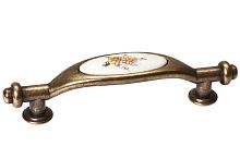 Ручка-скоба 96мм, отделка бронза старая + керамика