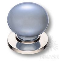 3005-51-BLUE PEARL Ручка кнопка керамика с металлом, голубой/глянцевый никель