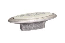 Ручка-кнопка 32мм, отделка серебро античное + вставка