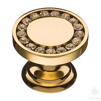 0776-003 Ручка кнопка, латунь с кристаллами Swarovski, глянцевое золото