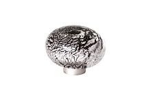 Ручка-кнопка из стекла, отделка фольга чёрная + серебро