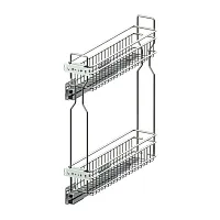 Корзина Cargo Mini SIMPLY 150 мм, левая, боковое крепление, 2 полки, направляющие L-450 Полного Выдвижения с доводчиком, хром, Rejs