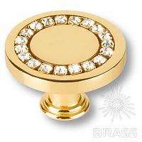 0776-003 Ручка кнопка, латунь с кристаллами Swarovski, глянцевое золото