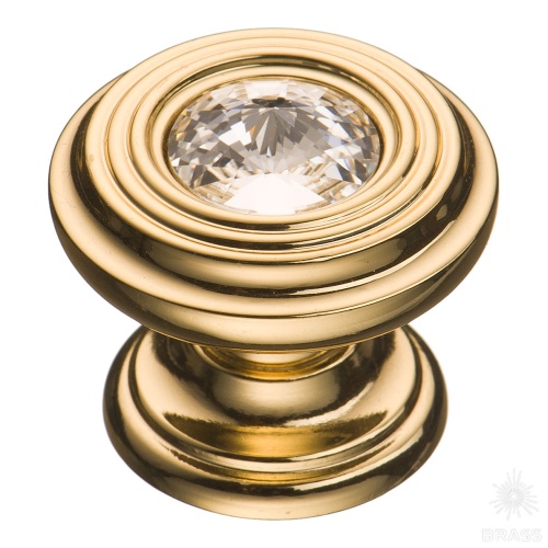 9952-100 Ручка кнопка с кристаллом Swarovski эксклюзивная коллекция, глянцевое золото